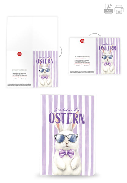 Wunschgutschein Fröhliche Ostern - Hase Sonnenbrille – Geschenkgutschein Ansicht 4