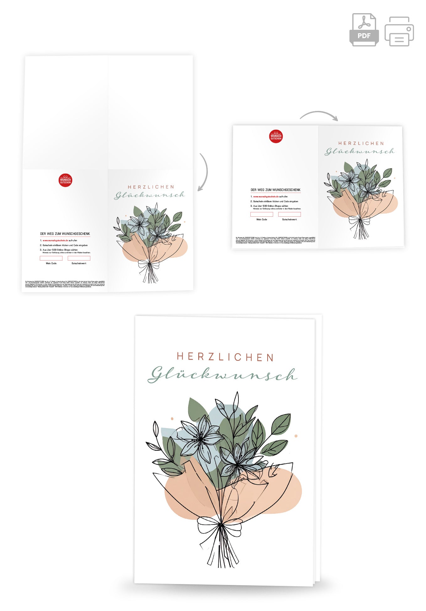 Wunschgutschein Herzlichen Glückwunsch - Blumenstrauß – Geschenkgutschein Ansicht 8