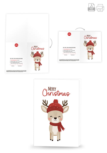 Merry Christmas - Rentier mit Mütze