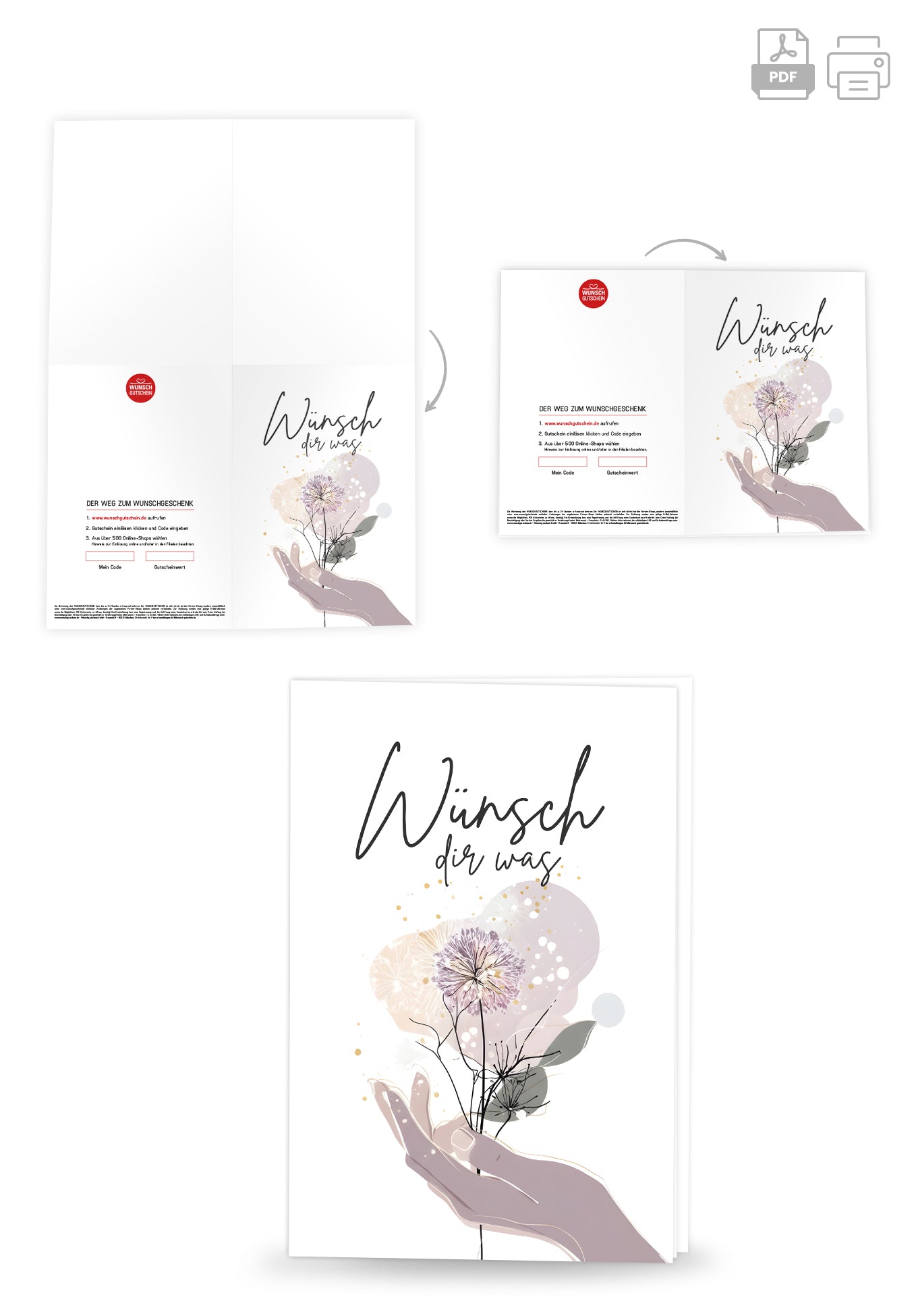 Wunschgutschein Wünsch dir was - Blume und Hand – Geschenkgutschein Ansicht 4