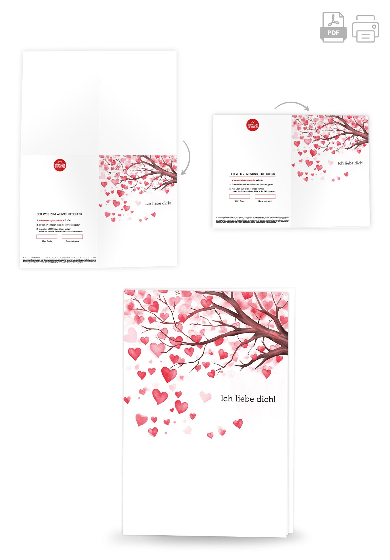 Wunschgutschein Ich Liebe Dich - Herz Baum – Geschenkgutschein Ansicht 4