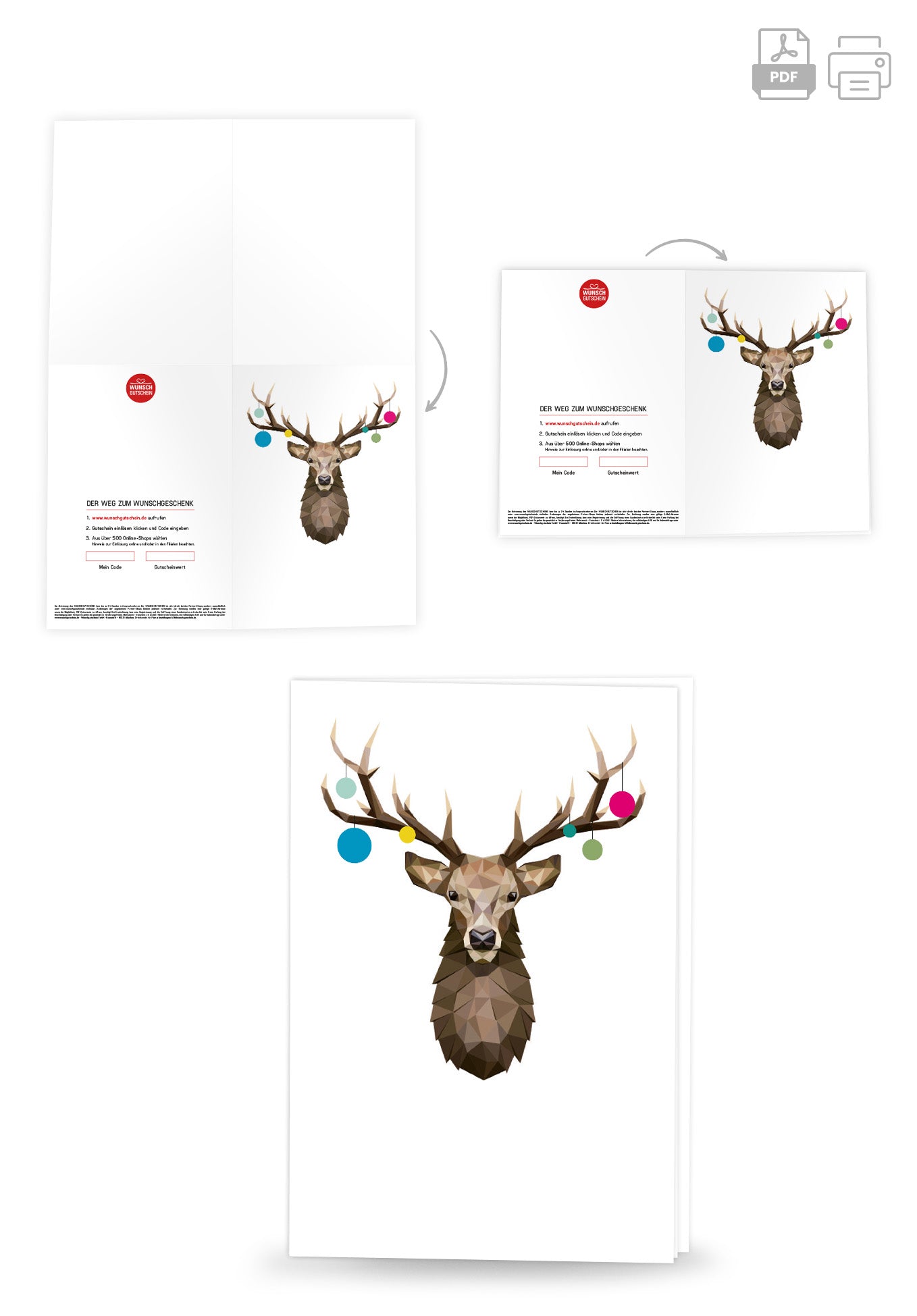 Wunschgutschein Hirsch Illustration – Geschenkgutschein Ansicht 8