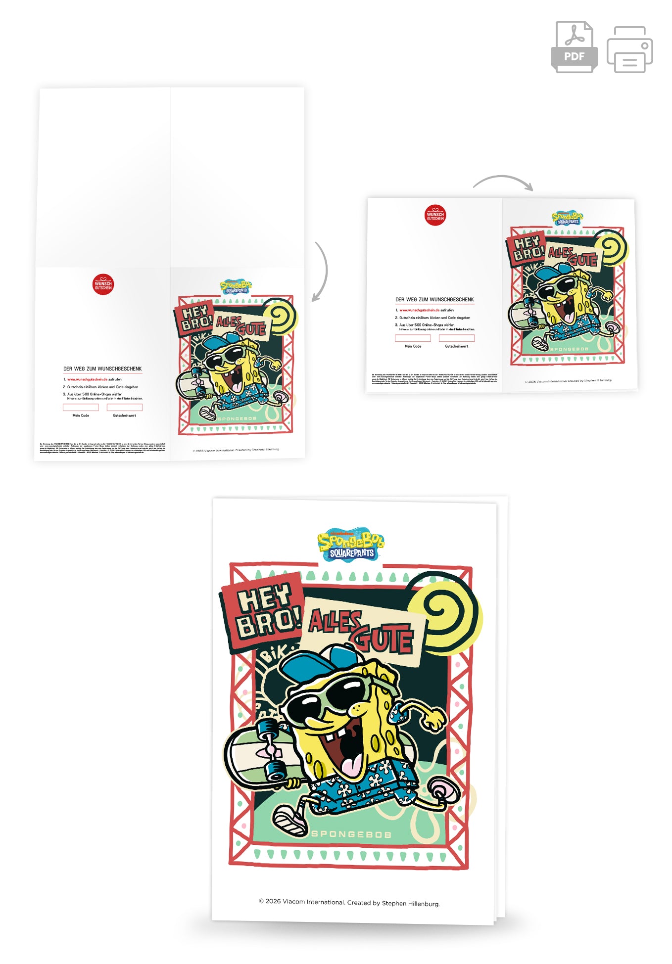 Wunschgutschein Spongebob - Alles Gute - Spongebob Skateboard PDF – Geschenkgutschein Ansicht 4