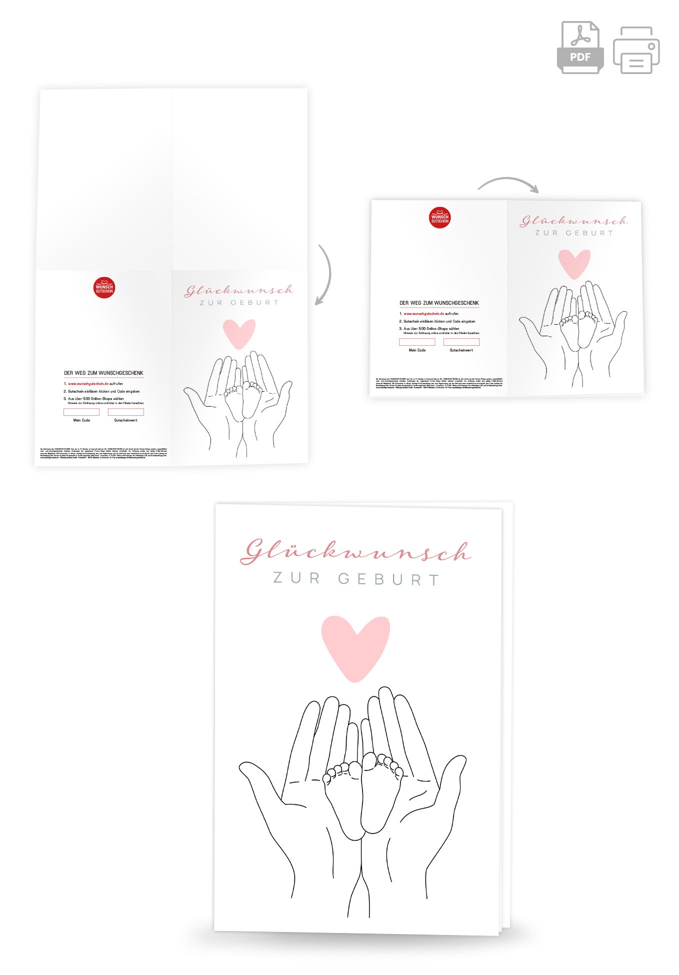 Wunschgutschein Glückwunsch zur Geburt - Babyfüße PDF – Geschenkgutschein Ansicht 4