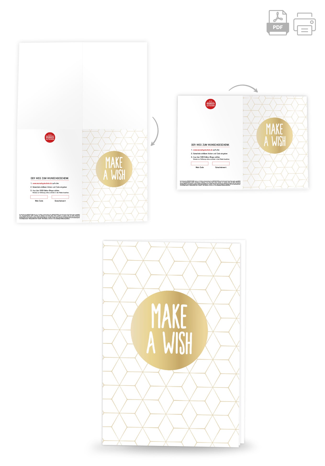 Wunschgutschein Make a wish - Gold PDF – Geschenkgutschein Ansicht 4