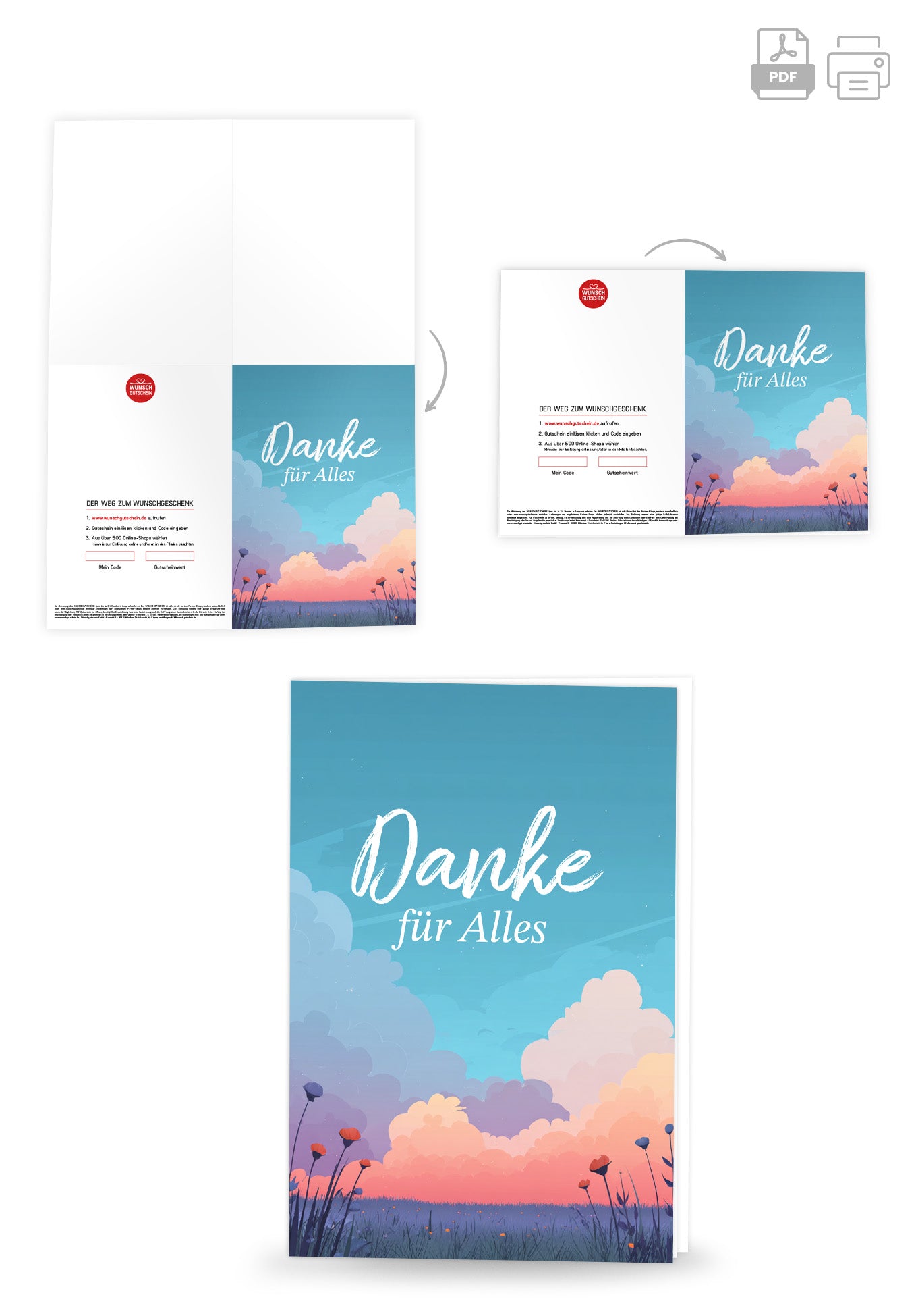 Wunschgutschein Danke für Alles - Bunte Wolken – Geschenkgutschein Ansicht 4