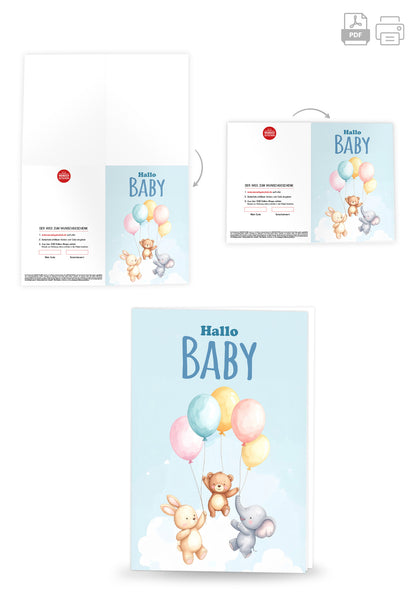 Wunschgutschein Hallo Baby - Ballons Tiere – Geschenkgutschein Ansicht 4