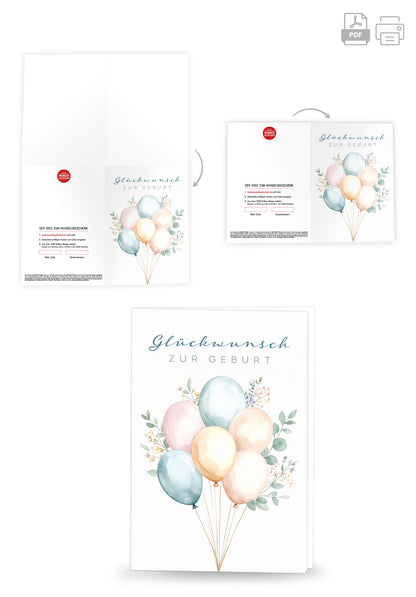 Wunschgutschein Glückwunsch zur Geburt - Ballons – Geschenkgutschein Ansicht 4