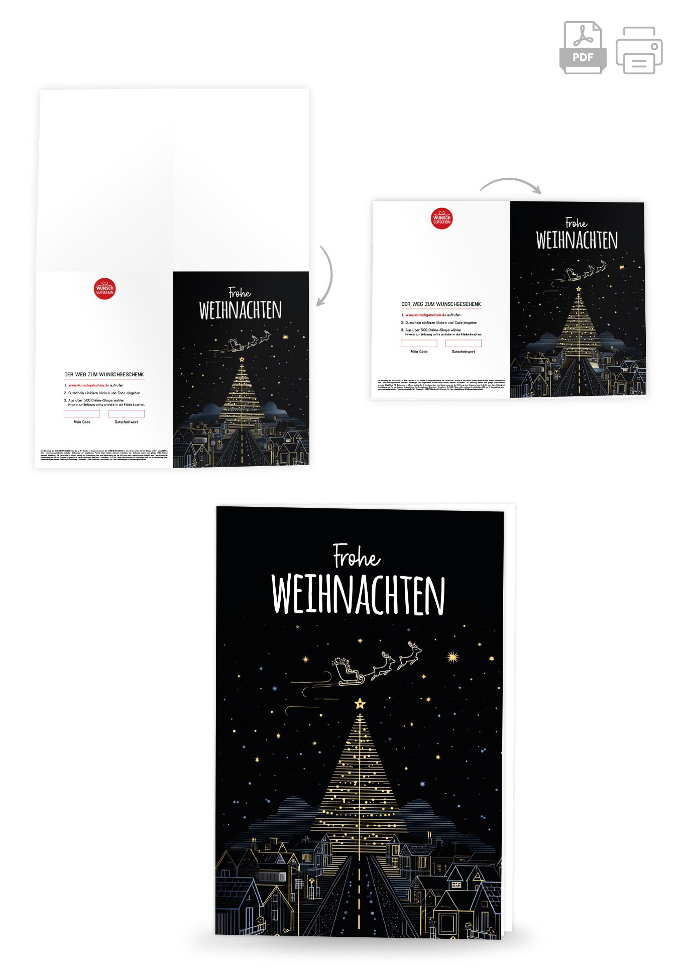 Wunschgutschein Frohe Weihnachten - Stadt Tannenbaum – Geschenkgutschein Ansicht 4