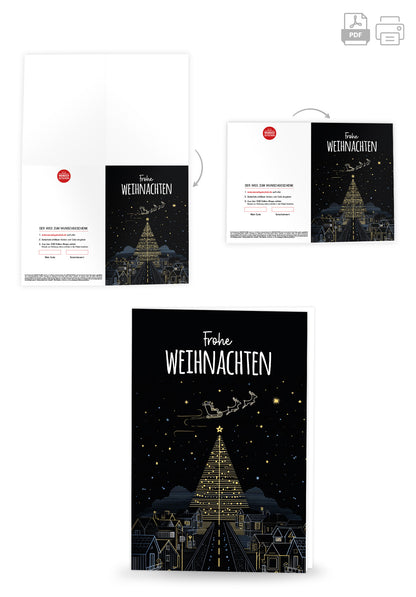 Wunschgutschein Frohe Weihnachten - Stadt Tannenbaum – Geschenkgutschein Ansicht 4