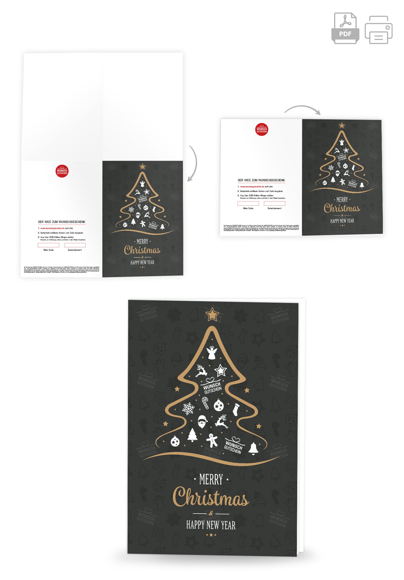 Wunschgutschein Merry Christmas - Weihnachtsbaum – Geschenkgutschein Ansicht 4