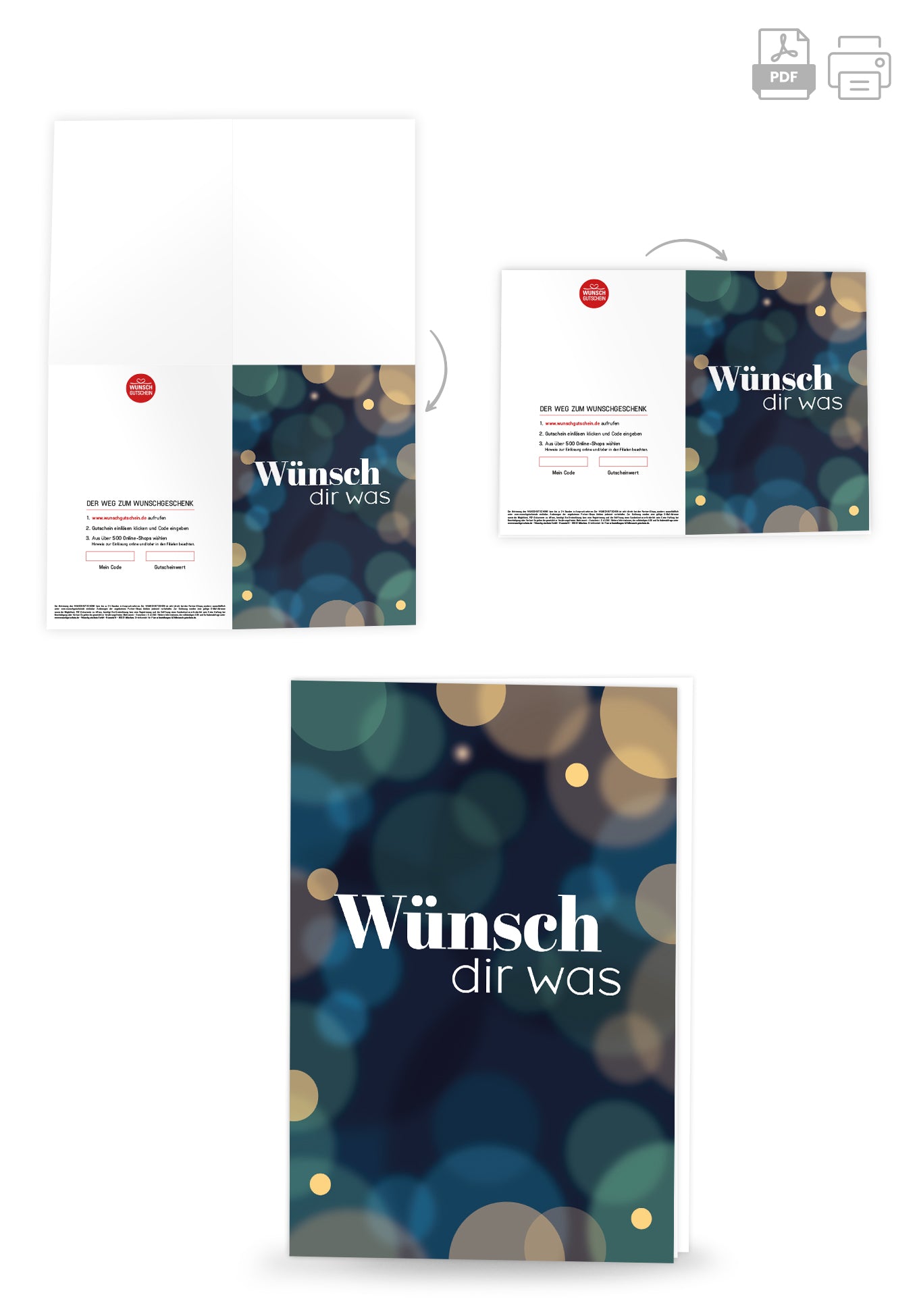 Wunschgutschein Wünsch dir was - Kreise Grün Gelb – Geschenkgutschein Ansicht 4