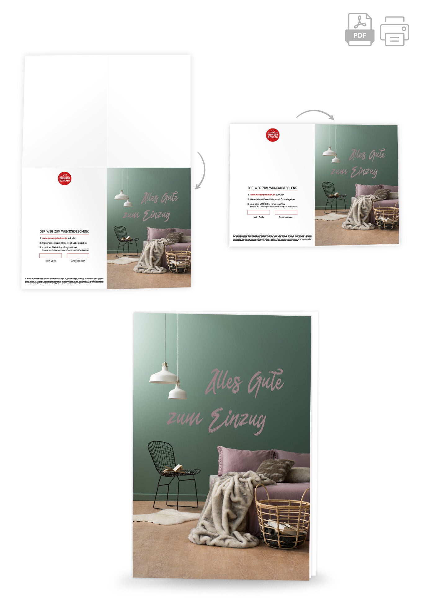 Wunschgutschein Alles Gute zum Einzug - Wohnzimmer PDF – Geschenkgutschein Ansicht 4