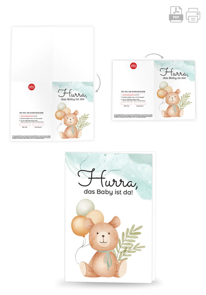 Wunschgutschein Hurra Baby da - Bär Ballons – Geschenkgutschein Ansicht 4