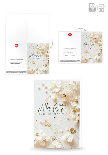 Wunschgutschein Alles Gute zur Hochzeit - Blumen Weiss – Geschenkgutschein Ansicht 4