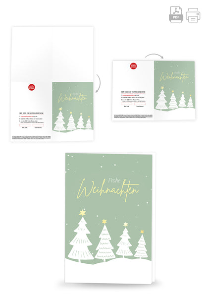 Wunschgutschein Frohe Weihnachten - Tannen Grün Gelb – Geschenkgutschein Ansicht 4