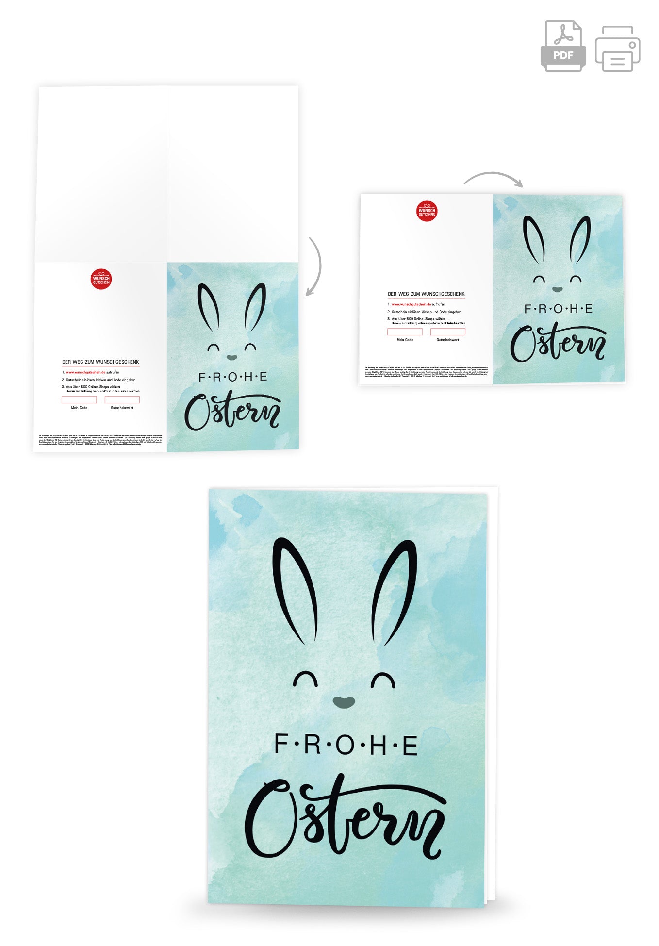 Wunschgutschein Frohe Ostern - Hasenohren PDF – Geschenkgutschein Ansicht 4