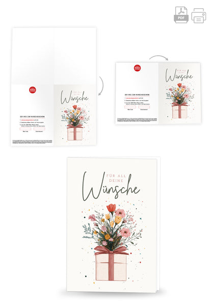 Wunschgutschein Für all deine Wünsche - Geschenk mit Blumen – Geschenkgutschein Ansicht 4