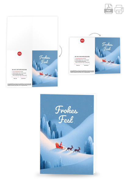 Wunschgutschein Frohes Fest - Schlitten Weihnachtsmann – Geschenkgutschein Ansicht 4