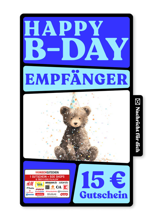 Wunschgutschein Digital - Alles Gute zum Geburtstag - Bär – Geschenkgutschein Ansicht 1
