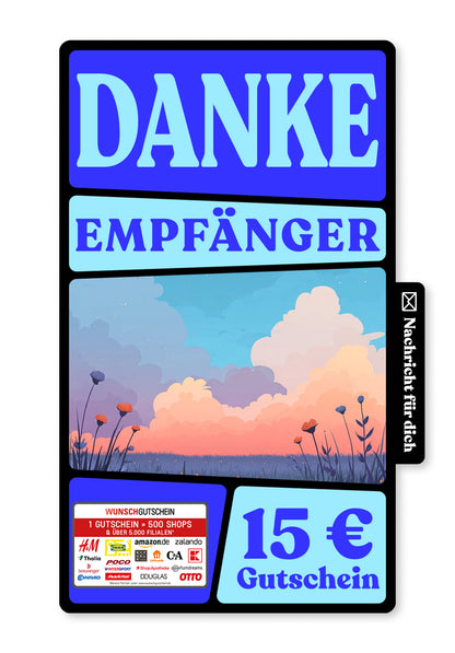 Wunschgutschein Digital - Danke für Alles - Bunte Wolken – Geschenkgutschein Ansicht 1