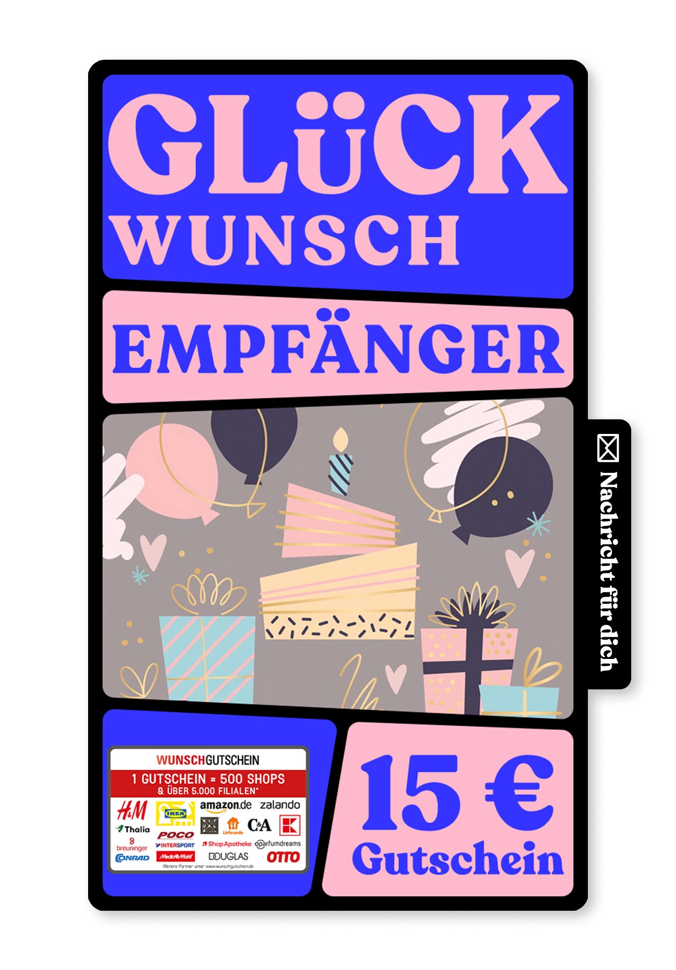 Wunschgutschein Digital - Happy Birthday - Grau – Geschenkgutschein Ansicht 1