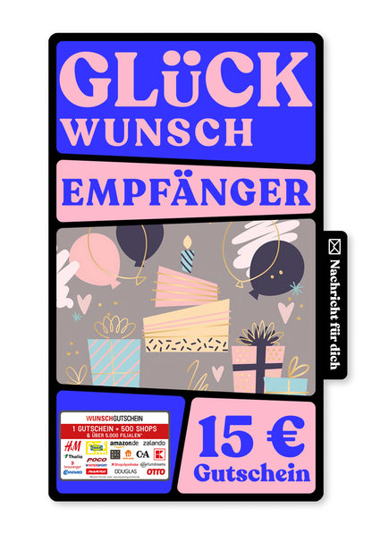 Wunschgutschein Digital - Happy Birthday - Grau – Geschenkgutschein Ansicht 1