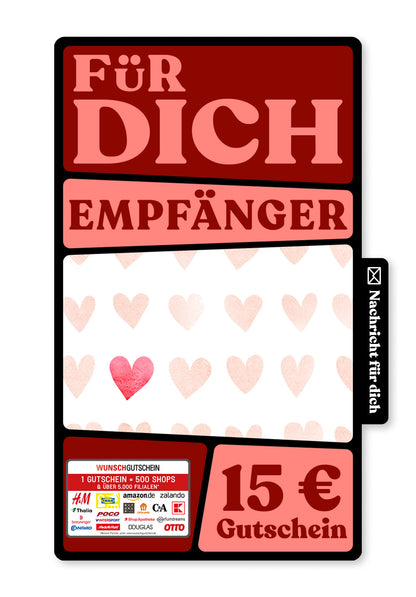 Wunschgutschein Digital - Lieben Dank - Herzen Aquarell – Geschenkgutschein Ansicht 1