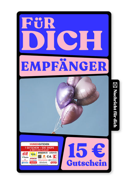 Wunschgutschein Digital - Happy Birthday - Herzen Ballons – Geschenkgutschein Ansicht 1
