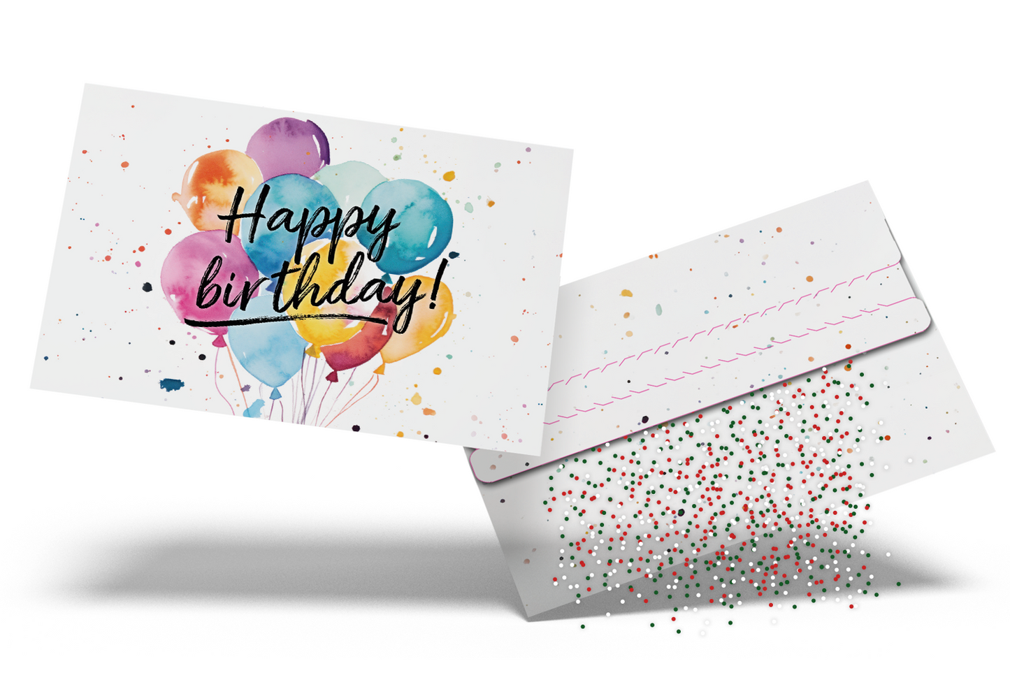 Wunschgutschein Konfetti Geschenkumschlag - Happy Birthday – Geschenkgutschein Ansicht 1