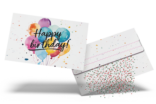 Wunschgutschein Konfetti Geschenkumschlag - Happy Birthday – Geschenkgutschein Ansicht 1