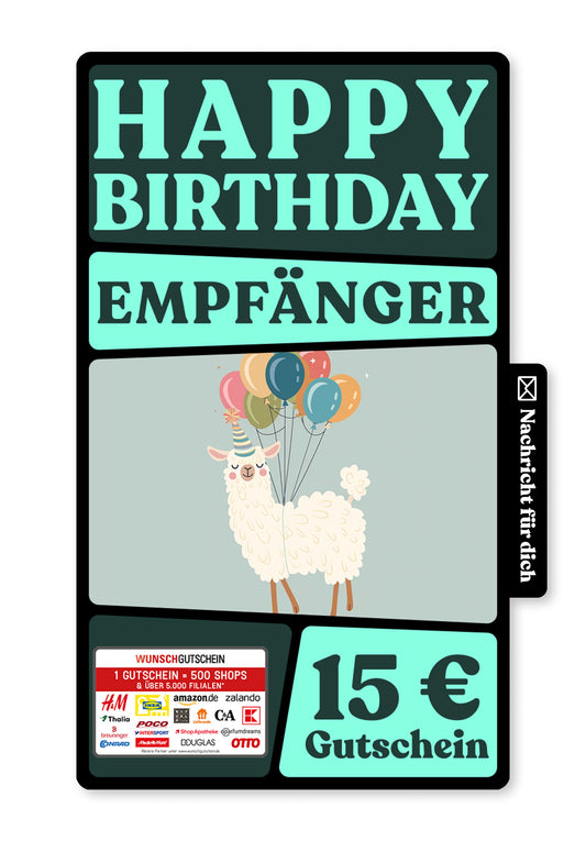Wunschgutschein Digital - Alles Liebe - Lama – Geschenkgutschein Ansicht 1