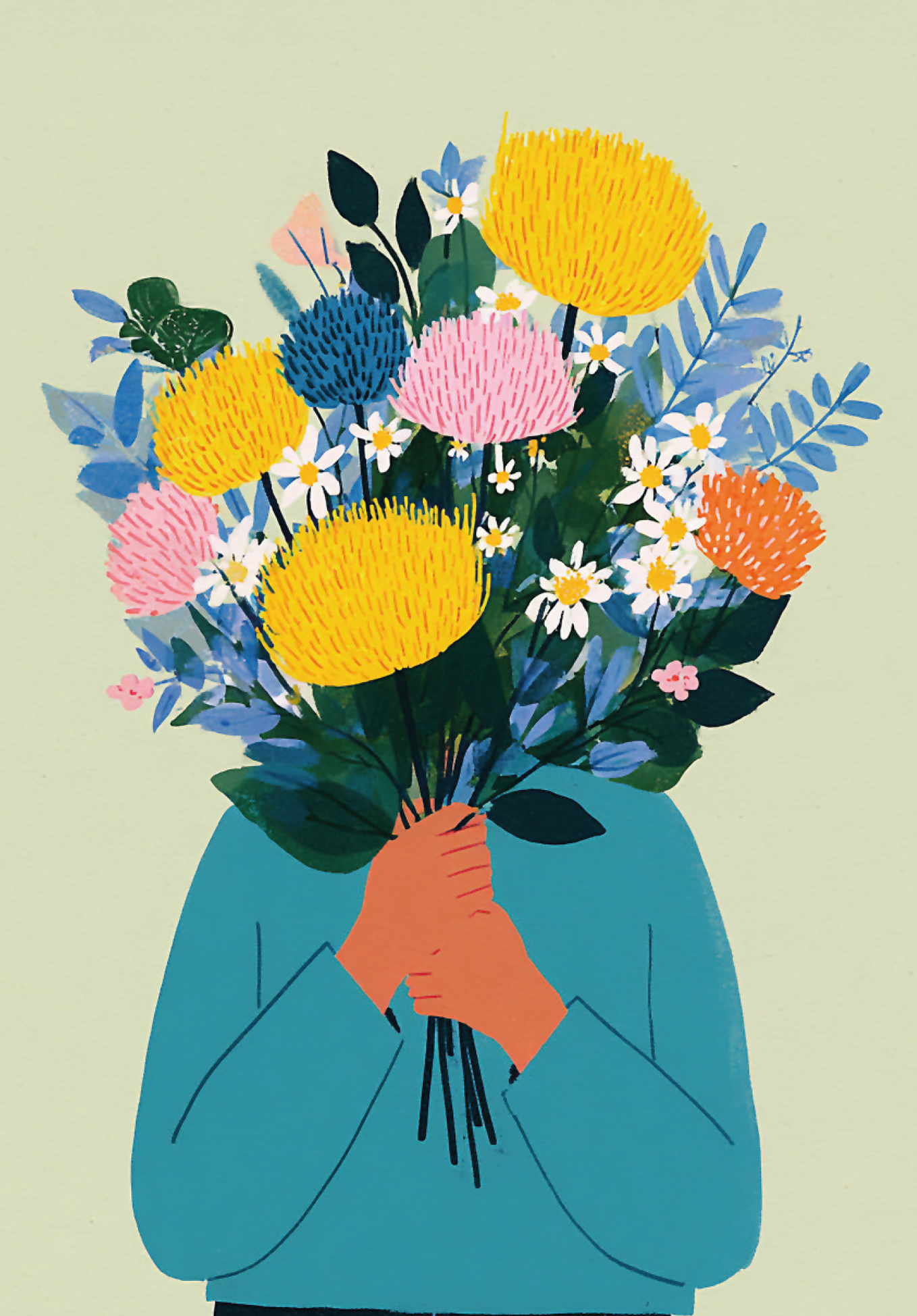 Person mit Blumenstrauß PDF