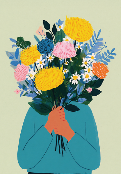 Person mit Blumenstrauß PDF