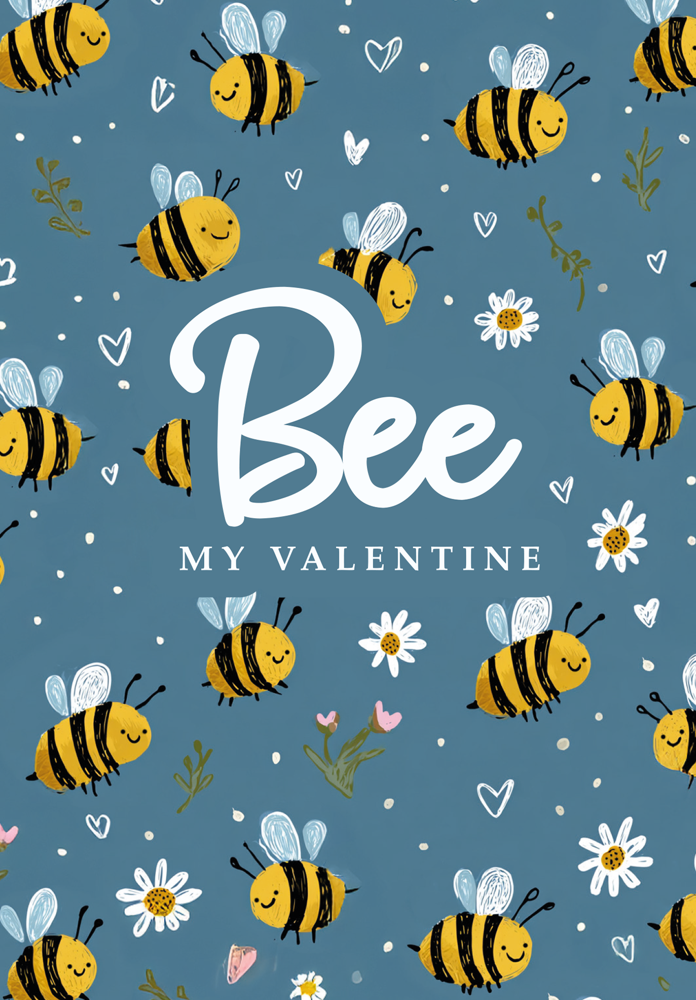 Bee my Valentine - Bienenmuster Blau