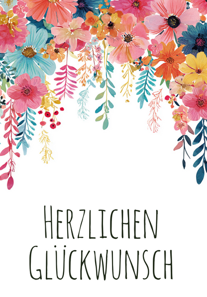 Herzlichen Glückwunsch - Blumen Hängend PDF