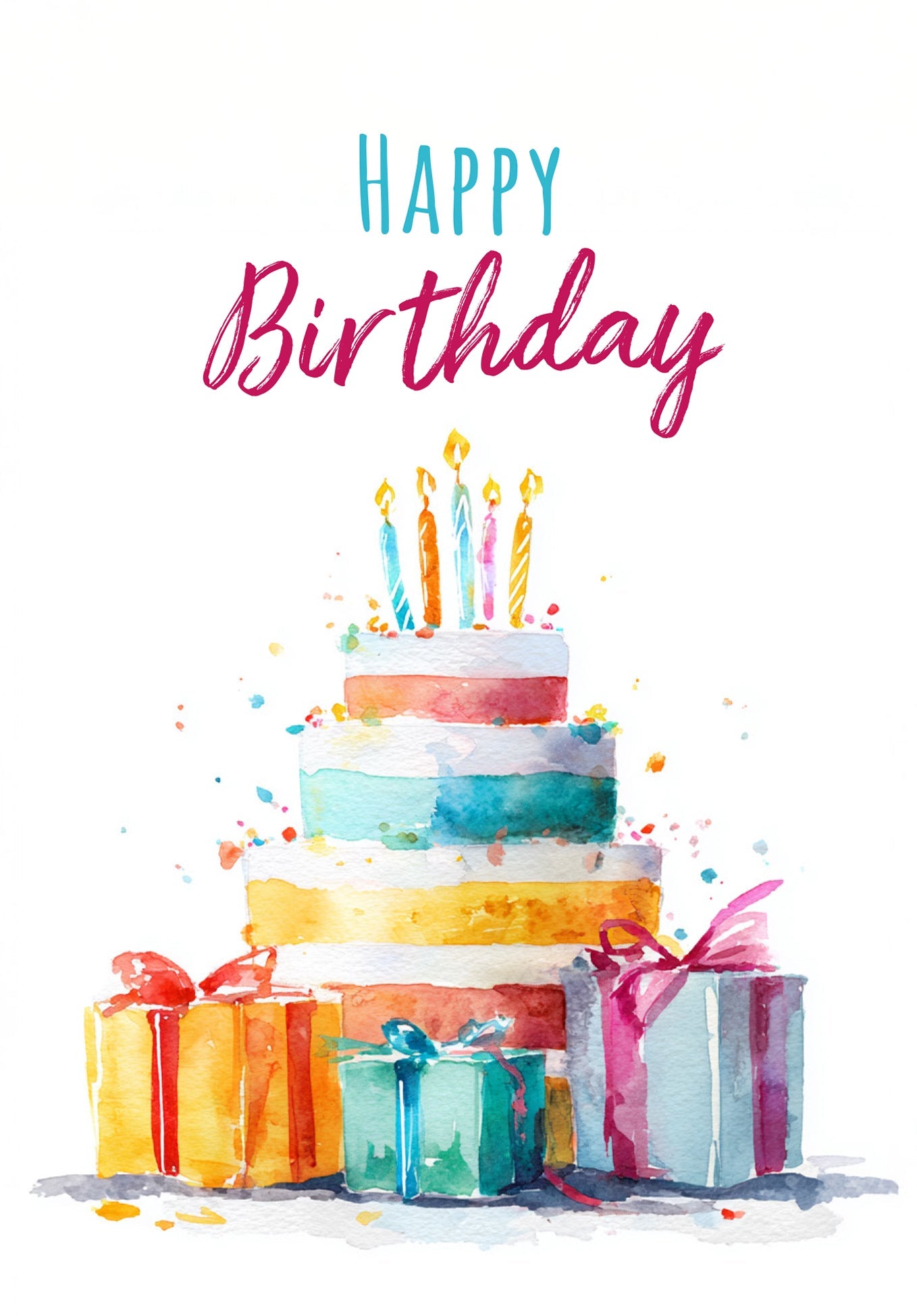 Wunschgutschein Happy Birthday - Torte Aquarell – Geschenkgutschein Ansicht 2