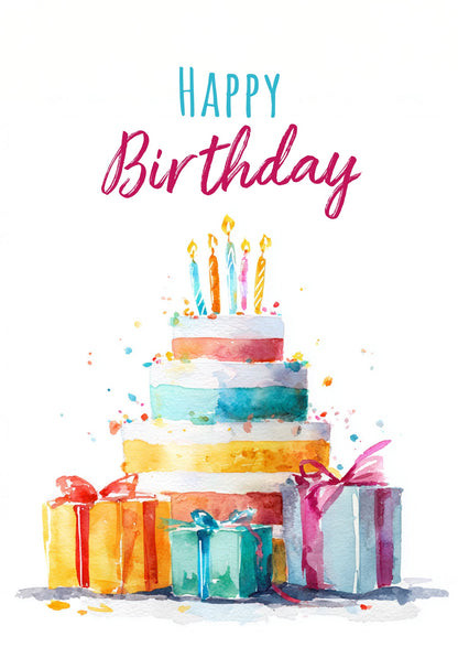 Wunschgutschein Happy Birthday - Torte Aquarell – Geschenkgutschein Ansicht 2