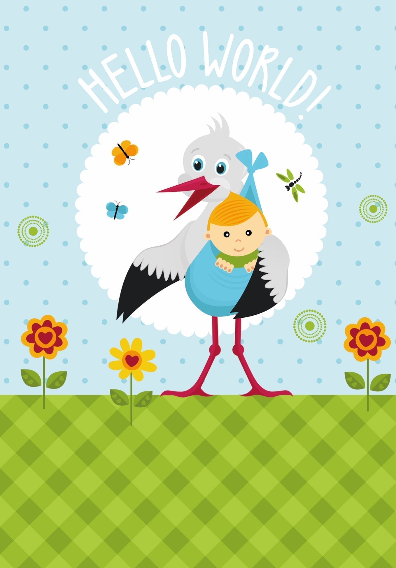 Wunschgutschein Hello World - Storch – Geschenkgutschein Ansicht 2