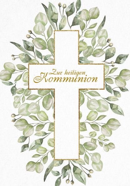 Zur heiligen Kommunion - Kreuz Blätter PDF
