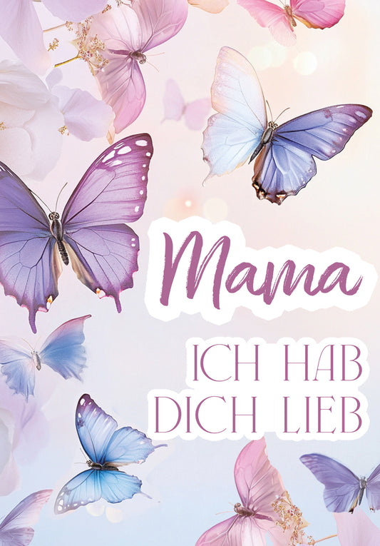 Mama hab dich lieb - Schmetterlinge Lila (Gutscheinwert)