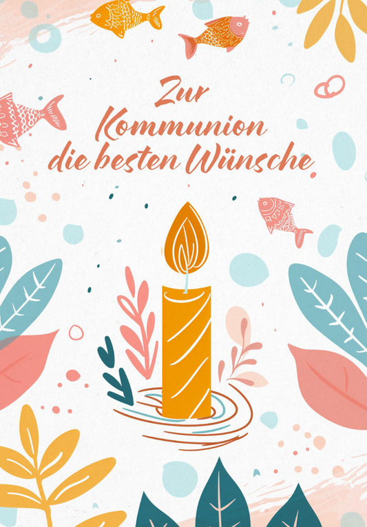 Zur Kommunion - Kerze Fische (Gutscheinwert)