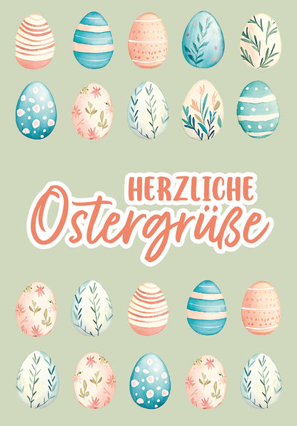 Wunschgutschein Herzliche Ostergrüße - Eiermuster Grün – Geschenkgutschein Ansicht 2
