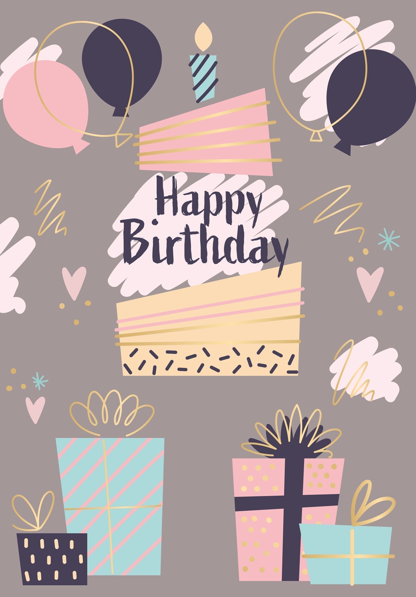 Happy Birthday - Grau PDF