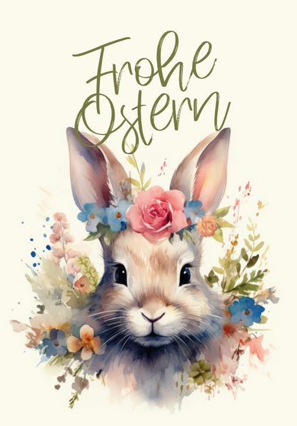 Frohe Ostern - Hase Blumen PDF