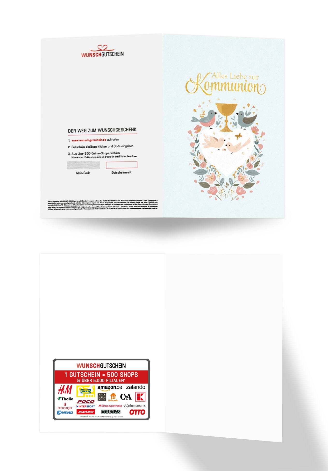 Alles Liebe zur Kommunion - Vögel Blumen