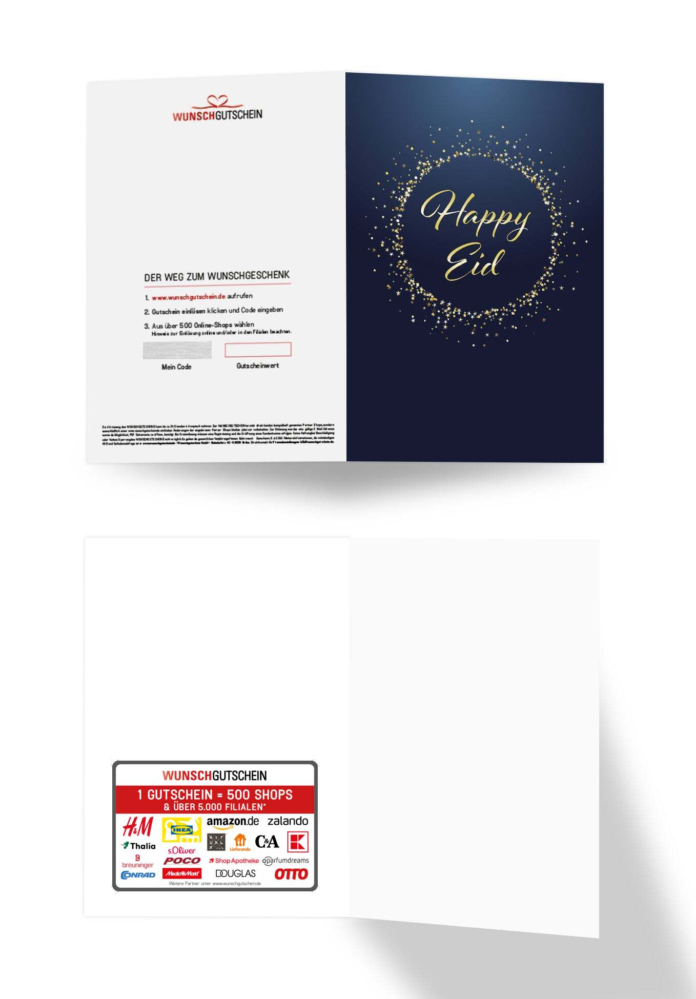 Wunschgutschein Happy Eid - Blau Gold – Geschenkgutschein Ansicht 3