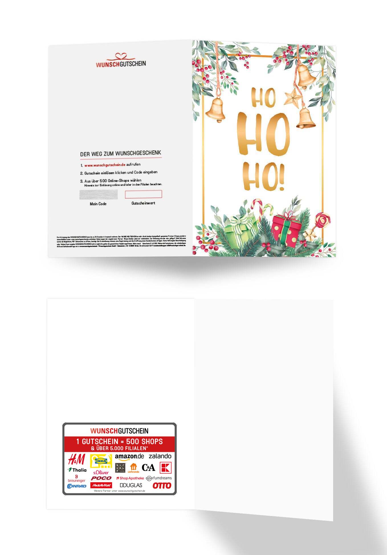 Wunschgutschein Ho Ho Ho - Zweige Aquarell – Geschenkgutschein Ansicht 3