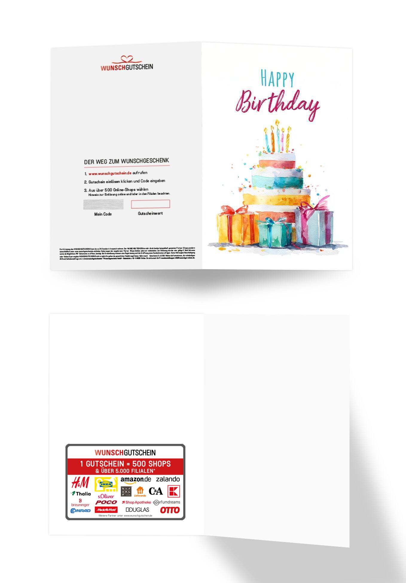Wunschgutschein Happy Birthday - Torte Aquarell – Geschenkgutschein Ansicht 3