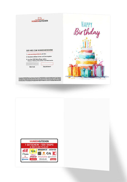 Wunschgutschein Happy Birthday - Torte Aquarell – Geschenkgutschein Ansicht 3